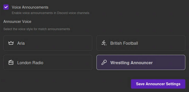 Voice Announcers Feature